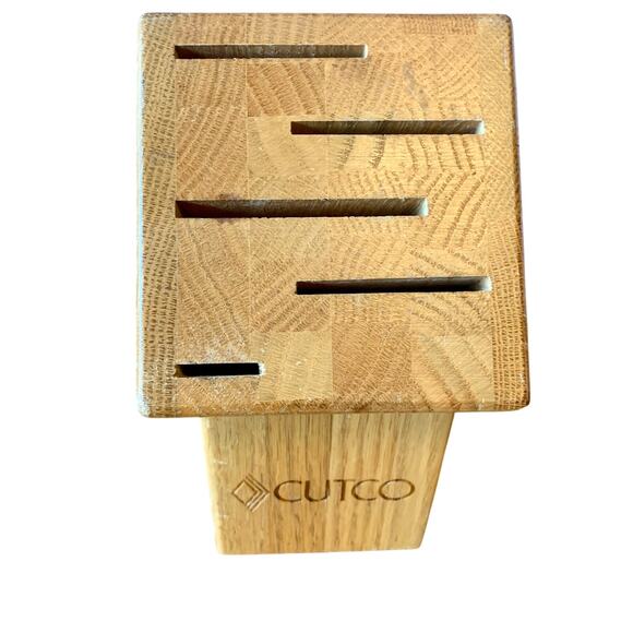 CUTCO 5 Slot Gourmet Knife Block #1749 Solid Honey Finish Oak (Block only) - Picture 1 of 11